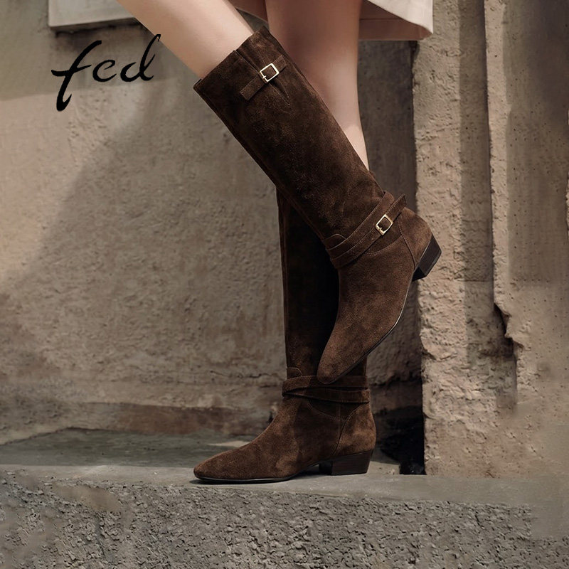 fed粗跟骑士靴女秋季新款女靴