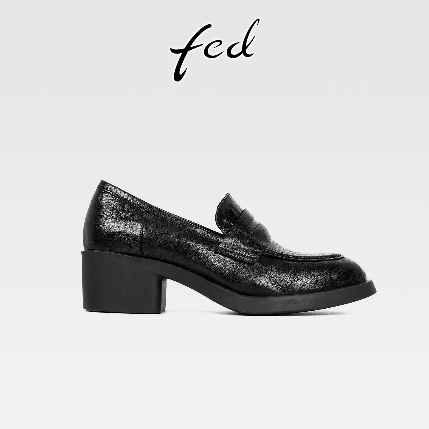 fed粗跟厚底乐福鞋女复古小皮鞋