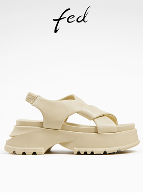 fed松糕底真皮凉鞋夏季新款女鞋软底增高时装凉鞋女D0423-YAB931