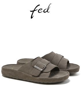 fed真皮一字拖夏季新款女鞋外出懒人拖鞋勃肯凉拖女S0407-YAB203