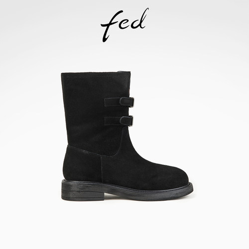 艾芙伊迪妙丽圆头厚底磨砂牛皮