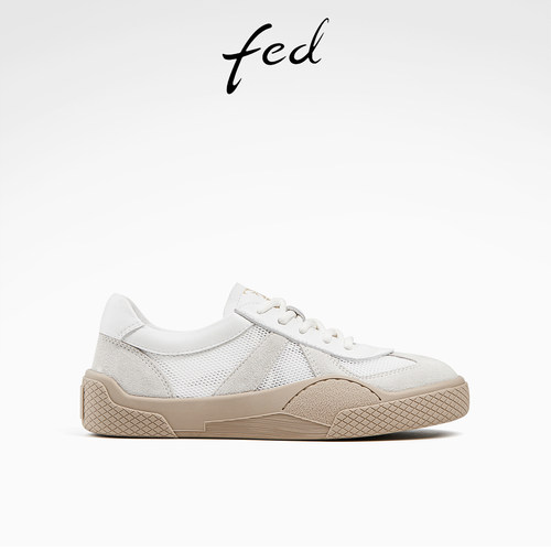 运动休闲鞋女牛皮网面透气德训鞋