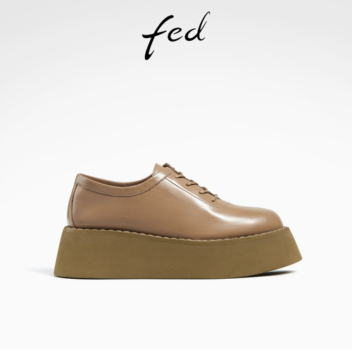 圆头系带深口单鞋女乐福鞋皮鞋