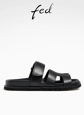 fed厚底凉鞋夏季新款女鞋软底舒适魔术贴凉拖鞋女款R0724-YAB062