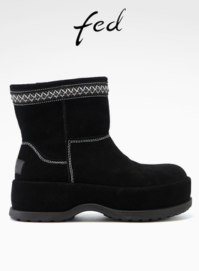 fed厚底雪地靴冬季新款女靴加绒棉靴增高保暖短靴女款S1201-ZC730