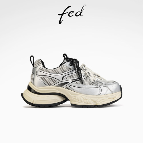 fed银色老爹鞋秋季新款女鞋撞色休闲鞋增高厚底鞋女S0823-ZCA528