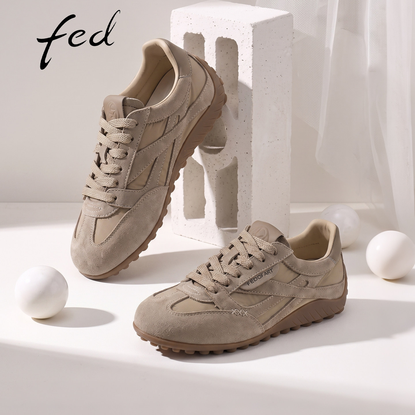 fed真皮内增高软底德训鞋女款