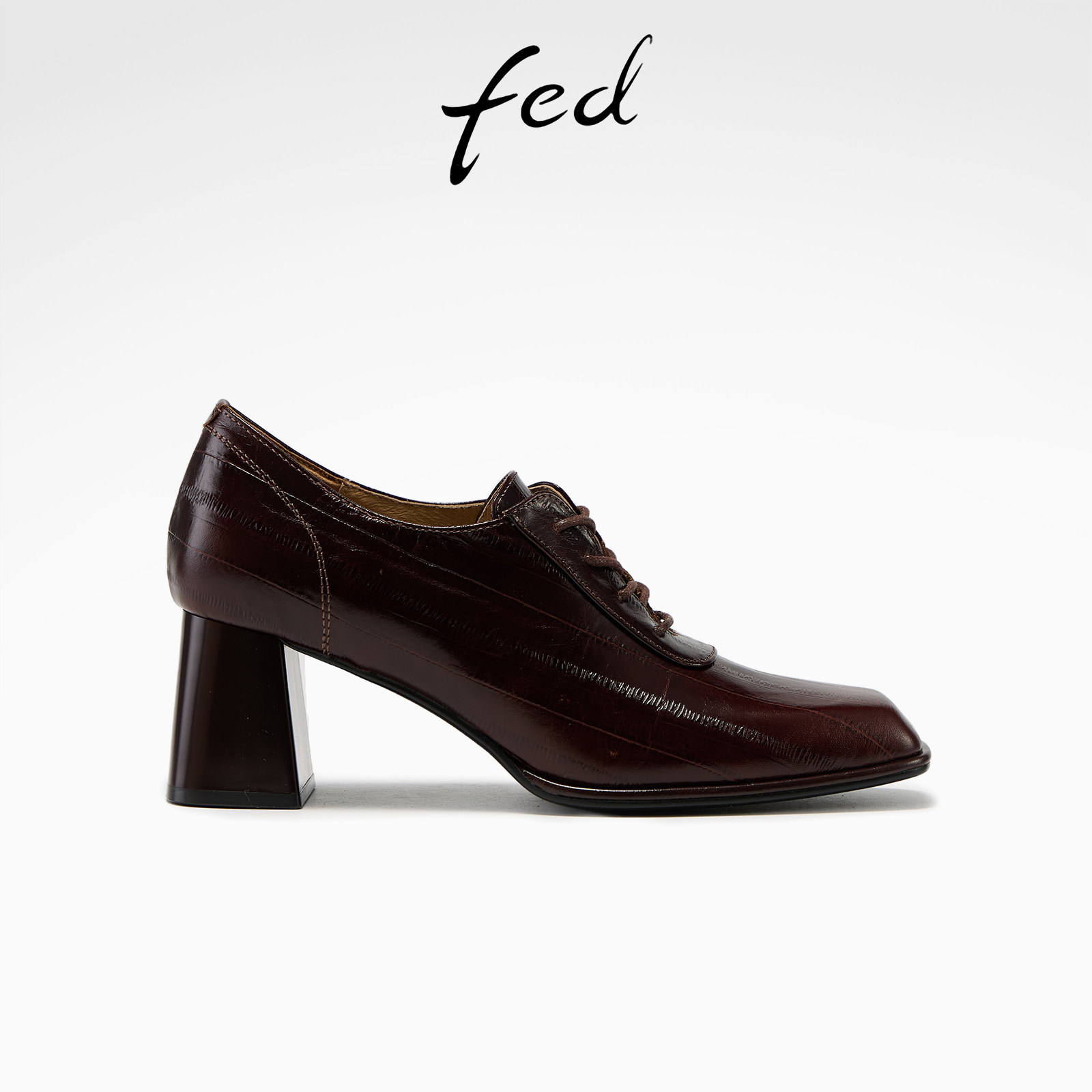 fed英伦风短靴春季新款女鞋暮色情书单鞋方头粗跟踝靴女款ZCA002