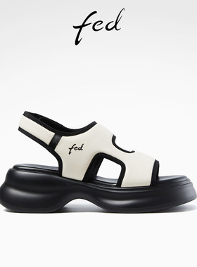 fed厚底运动凉鞋2023年夏季新款女鞋真皮休闲凉鞋女R0411-YAC716