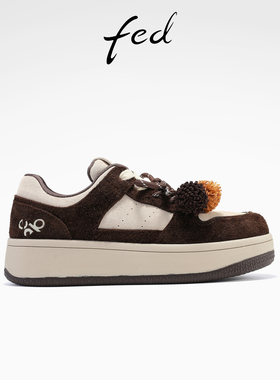 fed厚底板鞋女秋季新款女鞋拼色休闲鞋通勤增高鞋女款S0916-ZC357