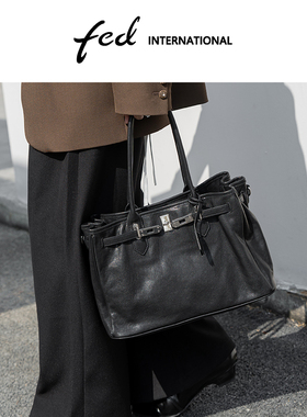 fed女包极简风大容量头层牛皮托特包腋下包单肩包斜挎通勤BFA9536