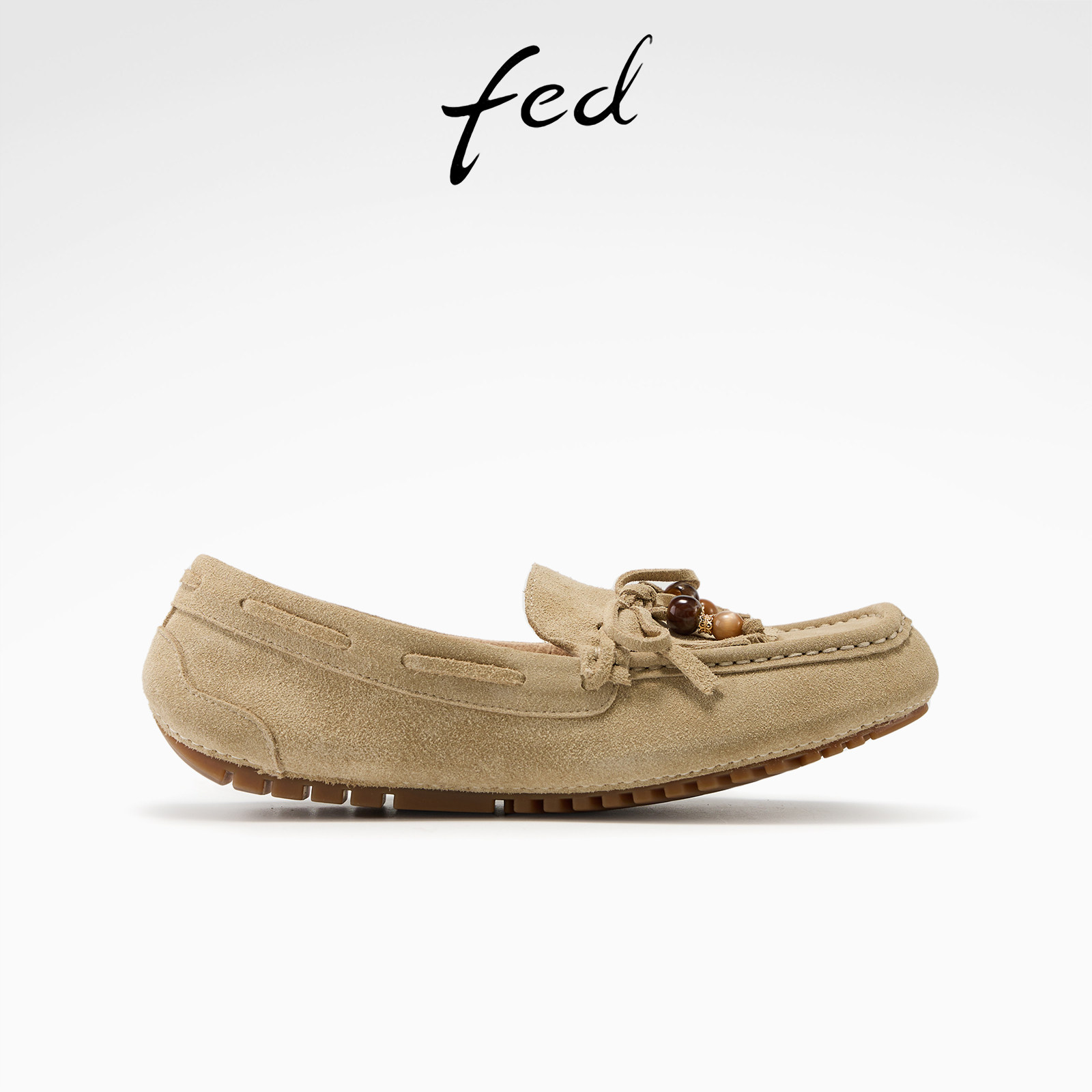 fed流苏乐福鞋春季新款女鞋懒人云朵单鞋舒适平底鞋女款YAB038