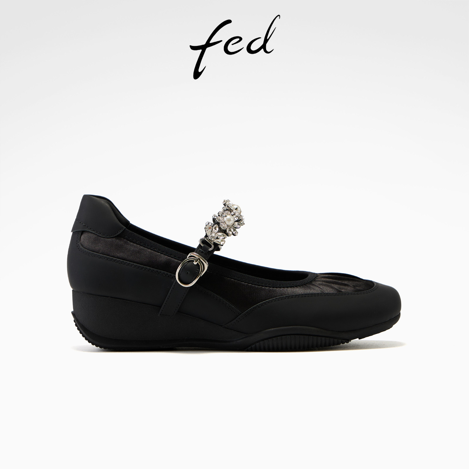 fed夜缀珠漪单鞋女春季新款女鞋坡跟玛丽珍鞋褶皱芭蕾鞋女款YA183,女鞋,玛丽珍鞋,淘宝优惠券,粉丝福利购,淘宝优惠卷