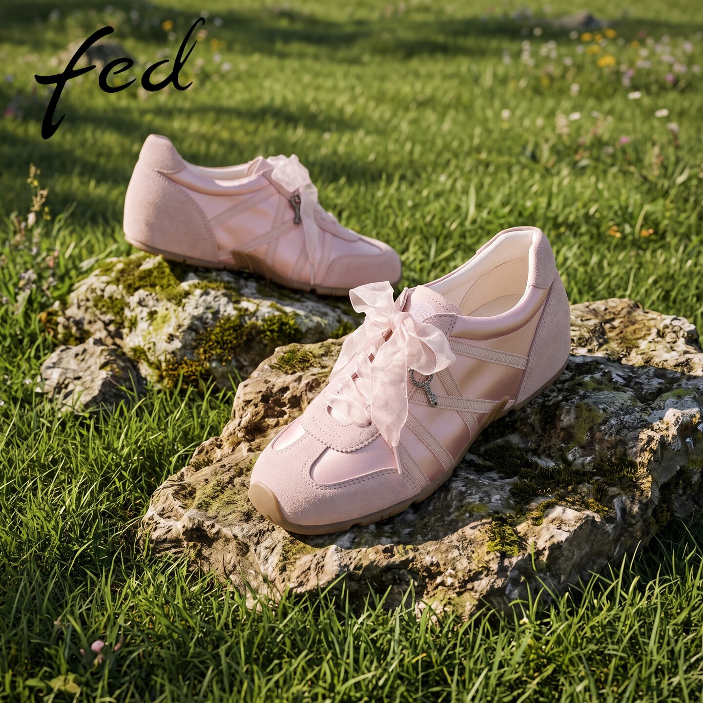 fed甜妹风粉色复古阿甘鞋女