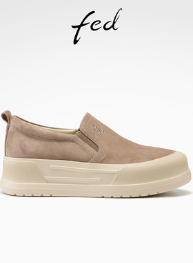 fed增高厚底鞋春季新款女鞋绒面单鞋真皮休闲鞋女款S1222-YAB038