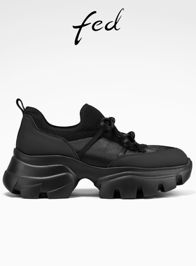 fed黑色运动鞋夏季新款女鞋厚底增高鞋透气老爹鞋女款S0425-YA622