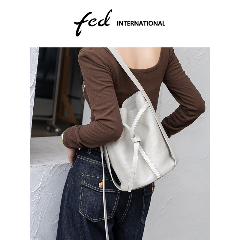 fed植鞣皮头层牛皮水桶包子母包单肩斜挎手提包女士真皮BFA9373,箱包皮具/热销女包/男包,水桶包,淘宝优惠券,粉丝福利购,淘宝优惠卷