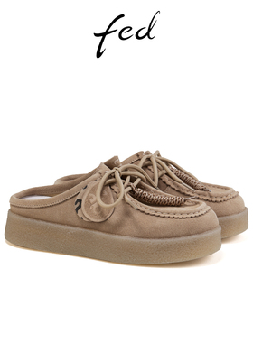 fed包头半拖夏季新款女鞋真皮穆勒鞋一脚蹬厚底鞋女S0407-ZCA653