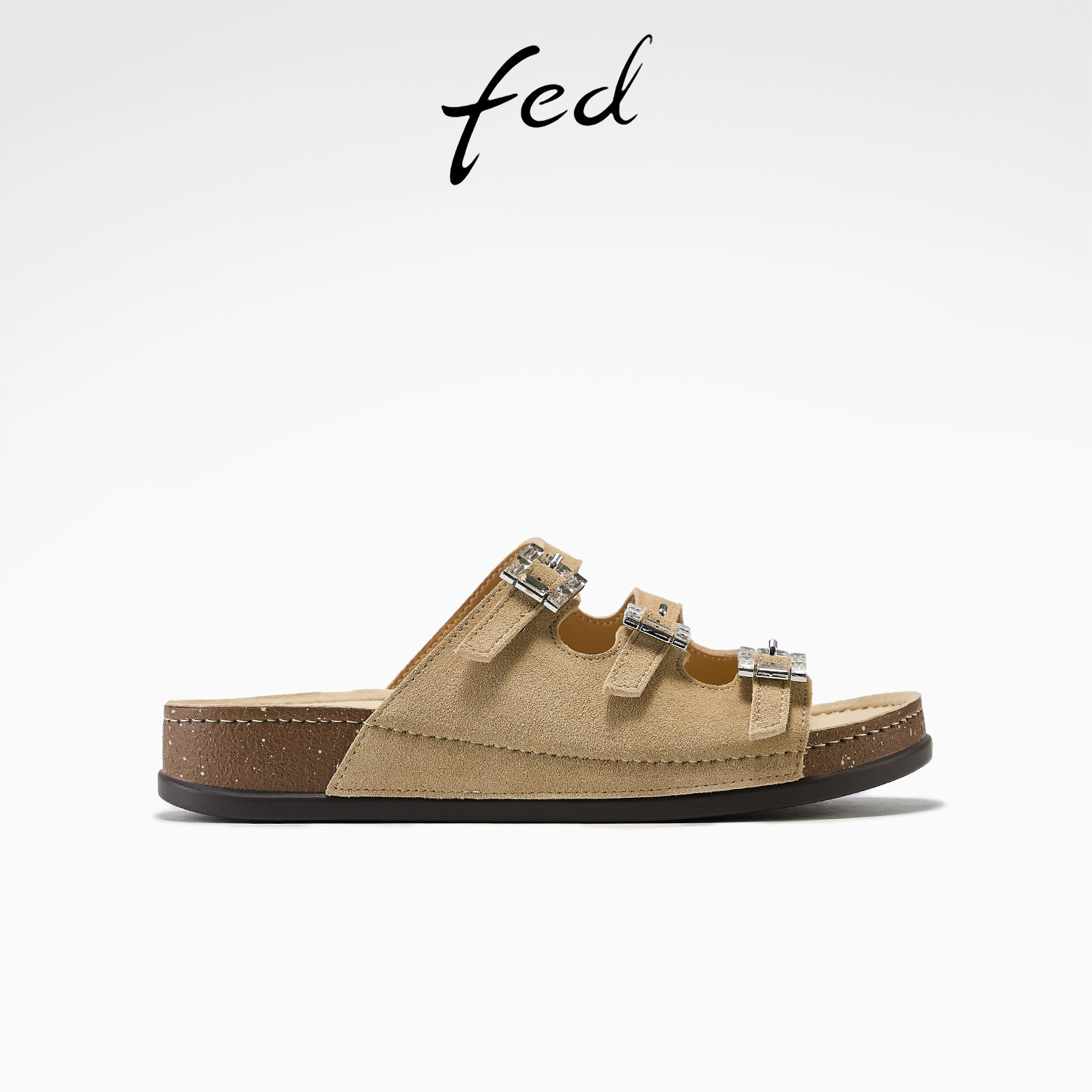 fed白巧杏语勃肯拖鞋夏季新款女鞋气质平底鞋沙滩凉鞋女款YAB220