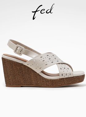 fed法式凉鞋女夏季新款女鞋交叉带增高厚底凉鞋女款S0505-YAC265