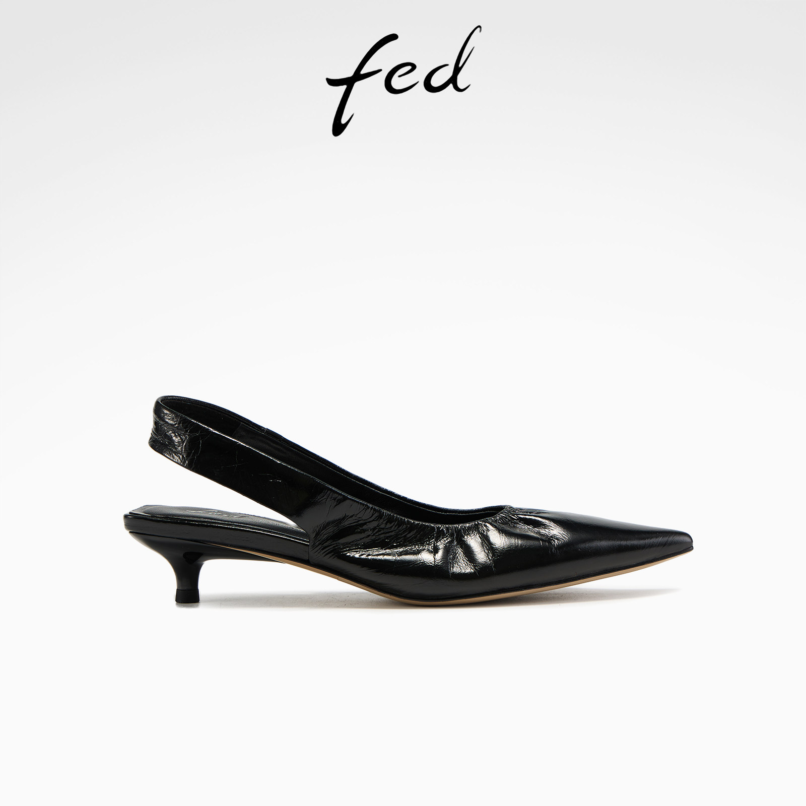 fed后空单鞋春季新款女鞋裁叙落片凉鞋黑色气质时装凉鞋女款YA1
