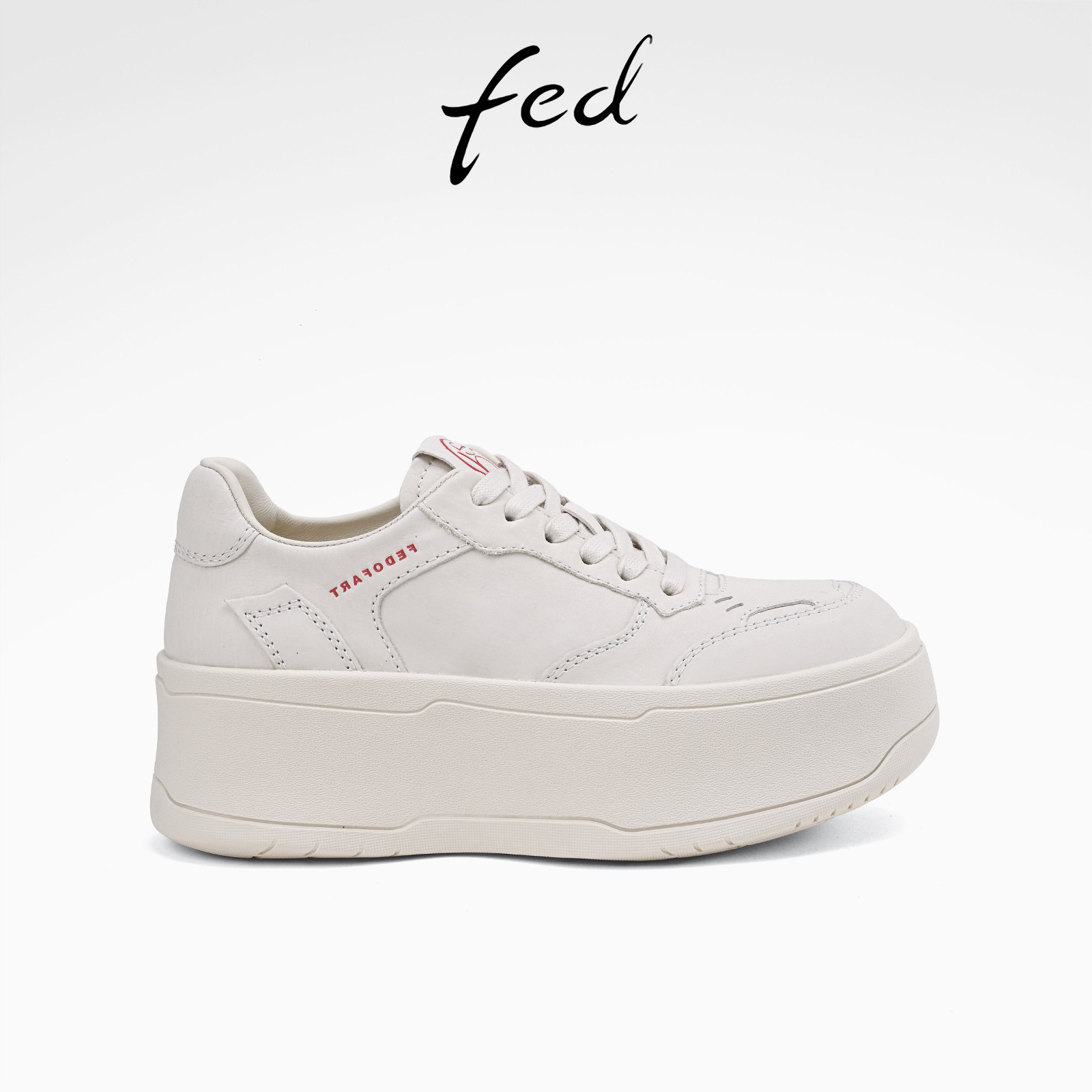fed女真皮厚底增高休闲鞋