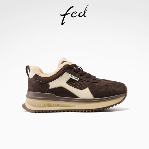 fed保暖德训鞋冬季新款女鞋复古阿甘鞋厚底增高鞋女S1025-ZCA729