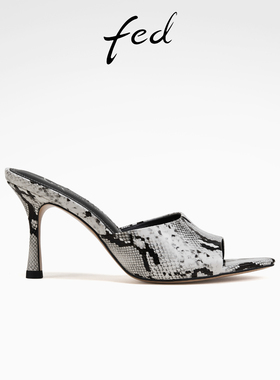 fed露趾高跟鞋夏季新款女鞋性感外出拖鞋细跟凉拖女S0403-YAC322
