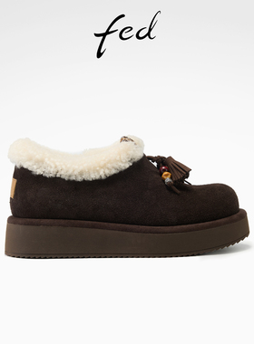 fed厚底棉鞋冬季新款女鞋加绒勃肯鞋一脚蹬毛毛鞋女款S1107-ZC708