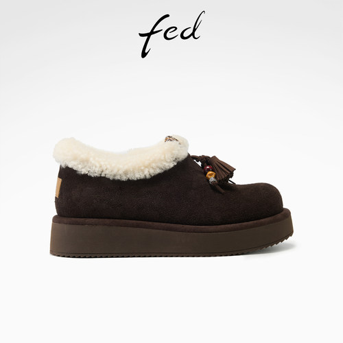 fed厚底棉鞋冬季新款女鞋加绒勃肯鞋一脚蹬毛毛鞋女款S1107-ZC708