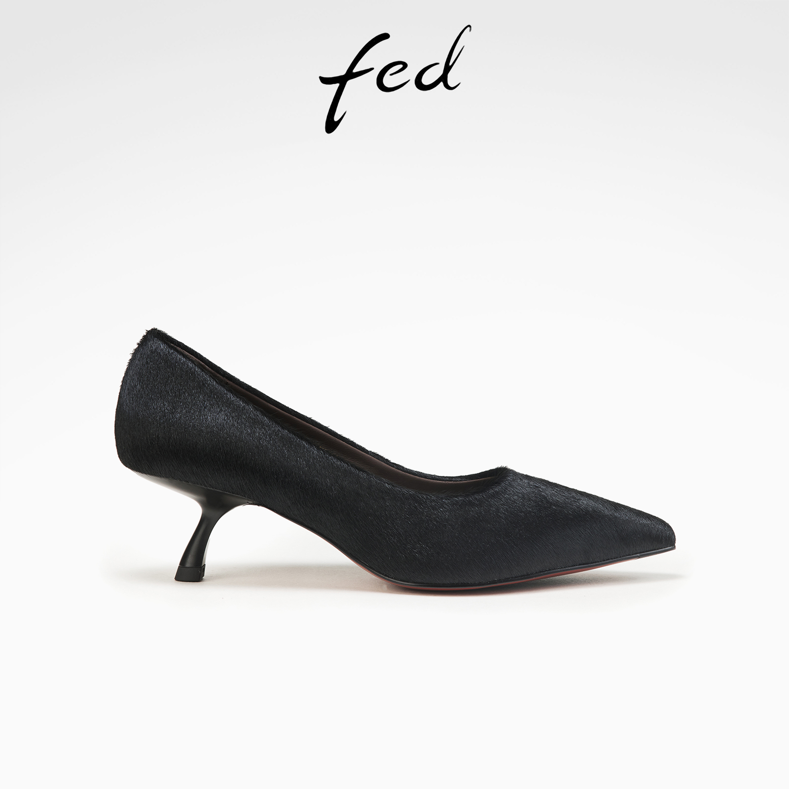 【牛皮毛】fed尖头高跟鞋春季新款女鞋黑色通勤单鞋女D1128-ZF256