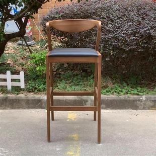 简约北欧现代实木吧椅75高脚设计师创意时尚 65cm坐高 酒吧椅凳子