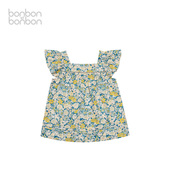儿童碎花小飞袖 bonbon衬衫 上衣夏日纯棉清凉休闲上衣女 bonbon