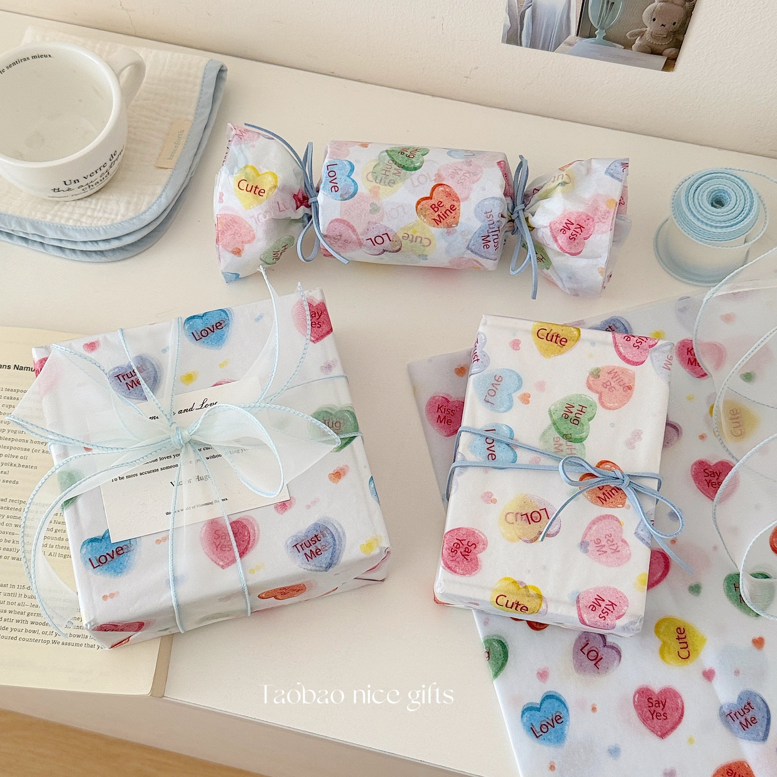 创意糖果爱心雪梨纸ins韩系节日礼物包装纸烘焙花艺装饰纸情人节
