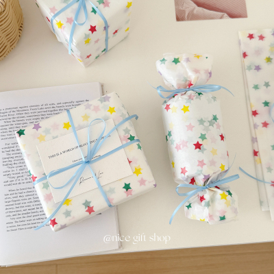 Ins彩色星星雪梨纸高颜值创意礼物包装纸出卡打包内衬纸节日氛围