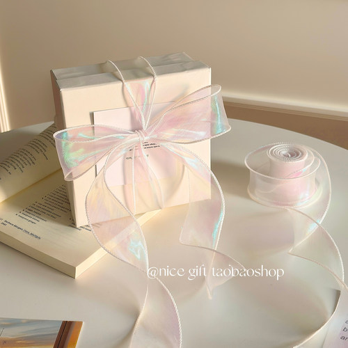 ins风炫彩鱼尾纱丝带闪烁礼物包装绑带烘焙蛋糕装饰飘带diy蝴蝶结