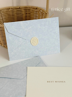 雾霾蓝信封套装~ins风蓝色系信封信纸浪漫复古手写表白信笺请柬