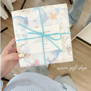 饰雪梨纸 纸节日礼物装 海洋世界 ins可爱海洋动物儿童生日礼物包装