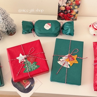 圣诞红绿雪梨纸氛围感节日礼物包装 纸ins风平安夜包苹果纸烘焙纸