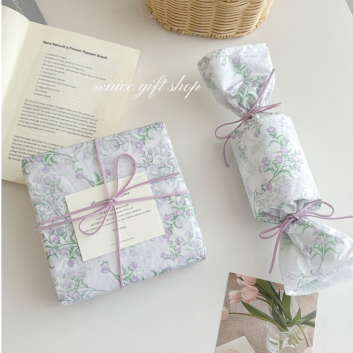 Nice gift~紫色风铃花高颜值浪漫花卉礼物包装纸雪梨纸花艺装饰纸