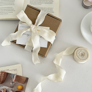 饰带 绳花艺绑带装 Nice gift褶皱感波浪丝带ins风布艺绸带礼物包装