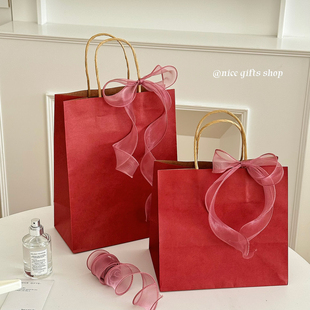 酒红色牛皮纸袋 浪漫喜庆红色牛皮纸袋礼品袋婚礼礼品打包袋送礼