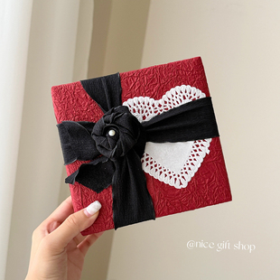 纸褶皱花艺纸 高级感红色石纹纸精致节日礼品包装 送给对象 礼物