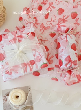 ins风可爱红色草莓蝴蝶结雪梨纸高颜值礼物包装纸花艺纸出卡内衬