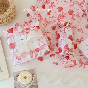 ins风可爱红色草莓蝴蝶结雪梨纸高颜值礼物包装 纸花艺纸出卡内衬