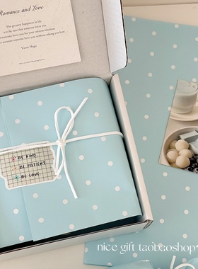 可爱波点欧雅纸~蓝色系礼物包装纸防水鲜花装饰花艺纸打包内衬纸