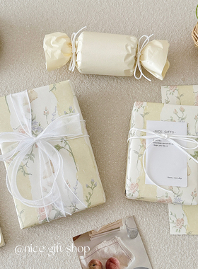 浅黄色温柔法式花卉风华纸~ins风节日礼品纸鲜花装饰内衬纸牛皮纸