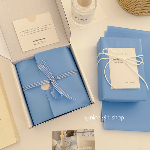 深蓝色~简约半透明雾面包装纸加厚防水鲜花装饰花艺纸出物打包纸