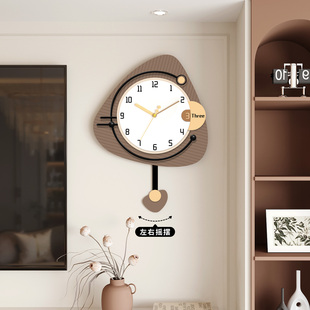 中古风挂钟客厅新款现代简约钟表挂墙家用餐厅时钟创意装饰画挂表