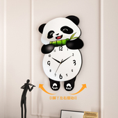 网红熊猫钟表客厅静音表时钟挂墙新款 创意石英钟墙上挂表家用挂钟